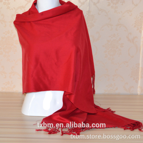 100% wool women scarf pure color red size 30*180cm